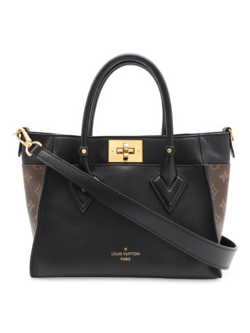 Louis Vuitton Monogram on My Side PM 2-Way Shoulder Bag Leather Noir Black